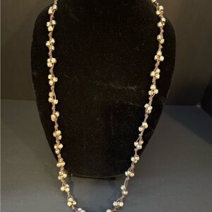 Vintage UNO de 50 Silver and Brown Leather Beaded Necklace